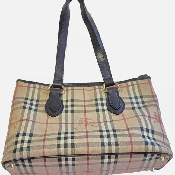 BURBERRY Nova Check Coated Canvas Top Zip Tote Vintage - Picture 1 of 11